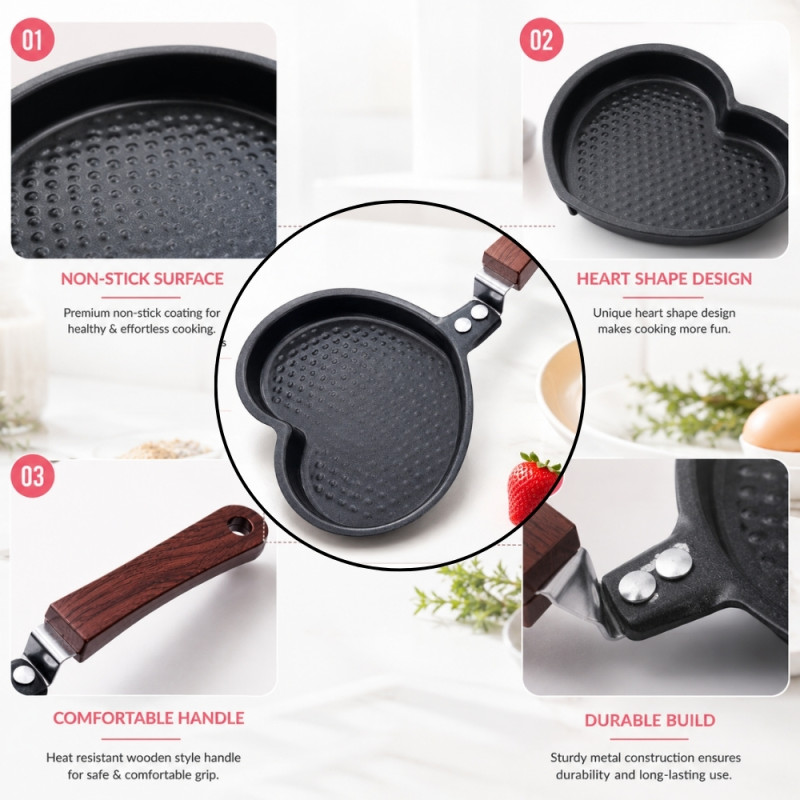 Professional Non-Stick Frying Pan – Wooden &amp; Black Heat-Resistant (2x28.5cm)