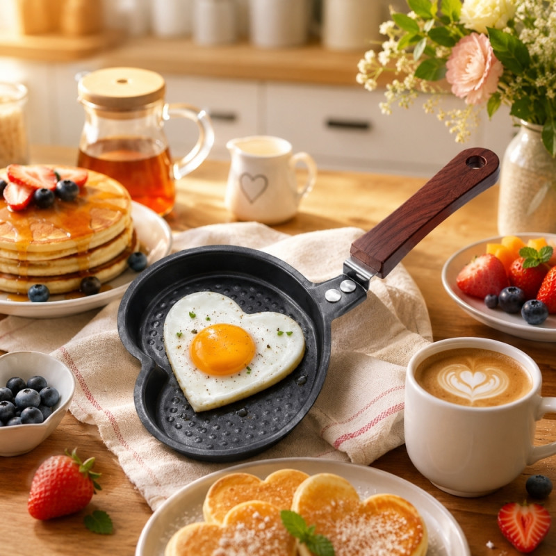 Professional Non-Stick Frying Pan – Wooden &amp; Black Heat-Resistant (2x28.5cm)