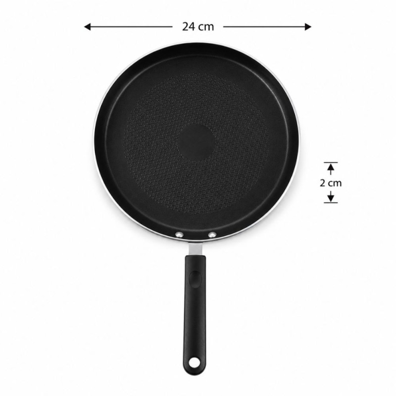 HotChef 24cm Non-Stick Pancake Tawa – Induction Compatible – Black