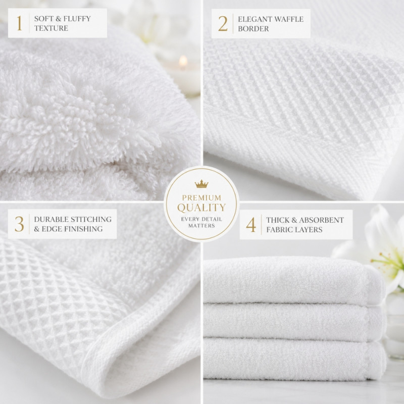 Exclusive premium white cotton bath towel – White (140 x 70cm)