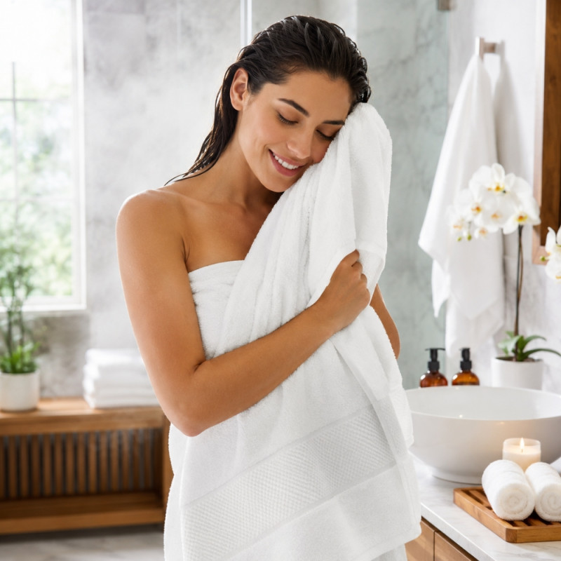 Exclusive premium white cotton bath towel – White (140 x 70cm)