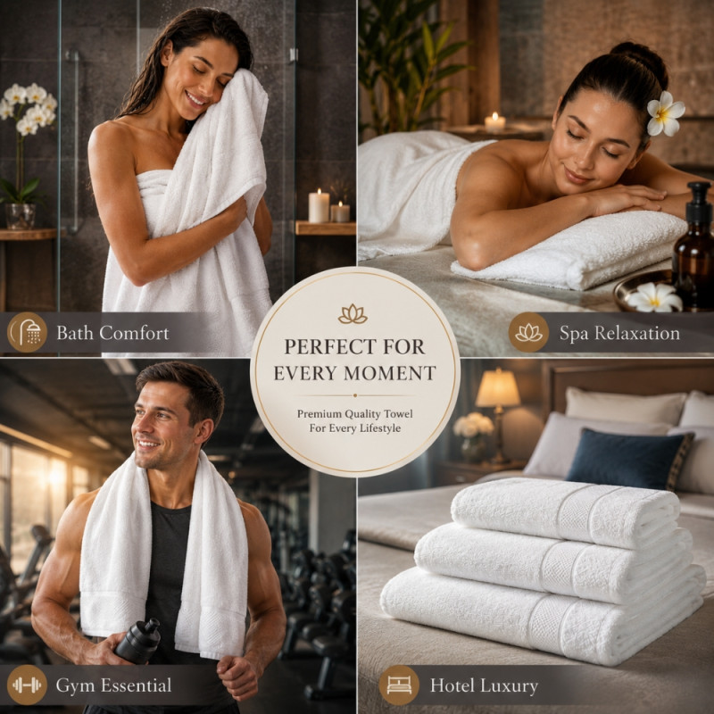Exclusive premium white cotton bath towel – White (140 x 70cm)