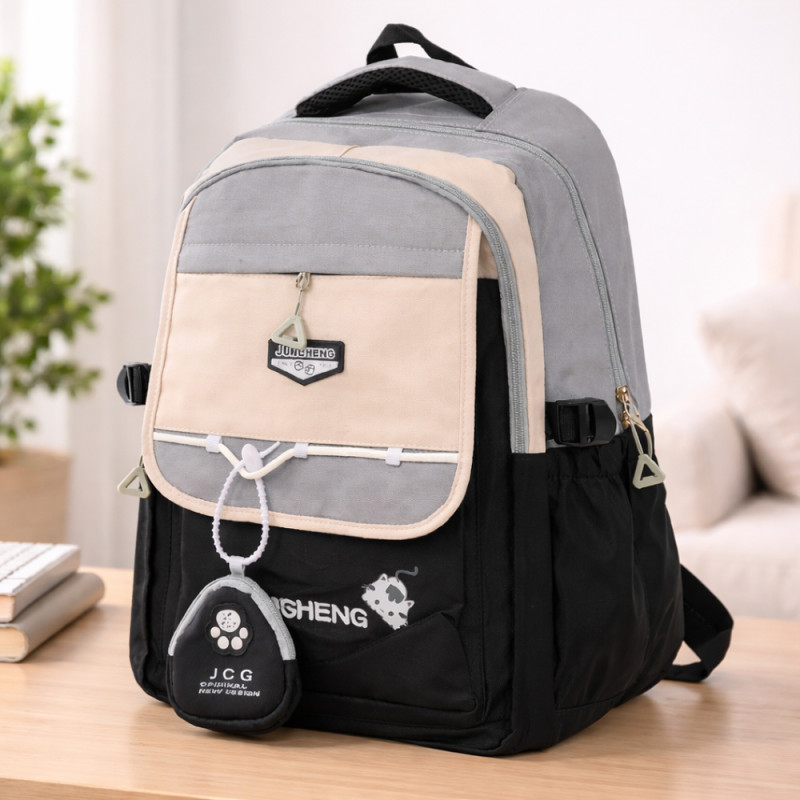 Ergonomic Multi-Pocket School & Travel Backpack – Black & Grey (44cm)
