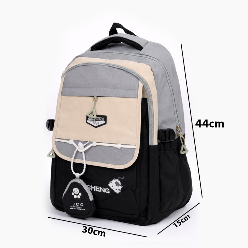Ergonomic Multi-Pocket School & Travel Backpack – Black & Grey (44cm)