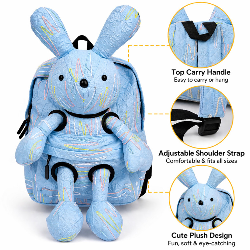 Toddler Backpack Cute Bunny Hug – Light Blue (44cm)