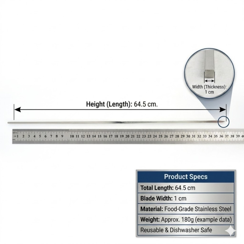 Smart Guard Barbecue Needle Designed for Outdoor Grilling &amp; Family Gatherings – Stainless Steel (H-64.5, W-1 CM)