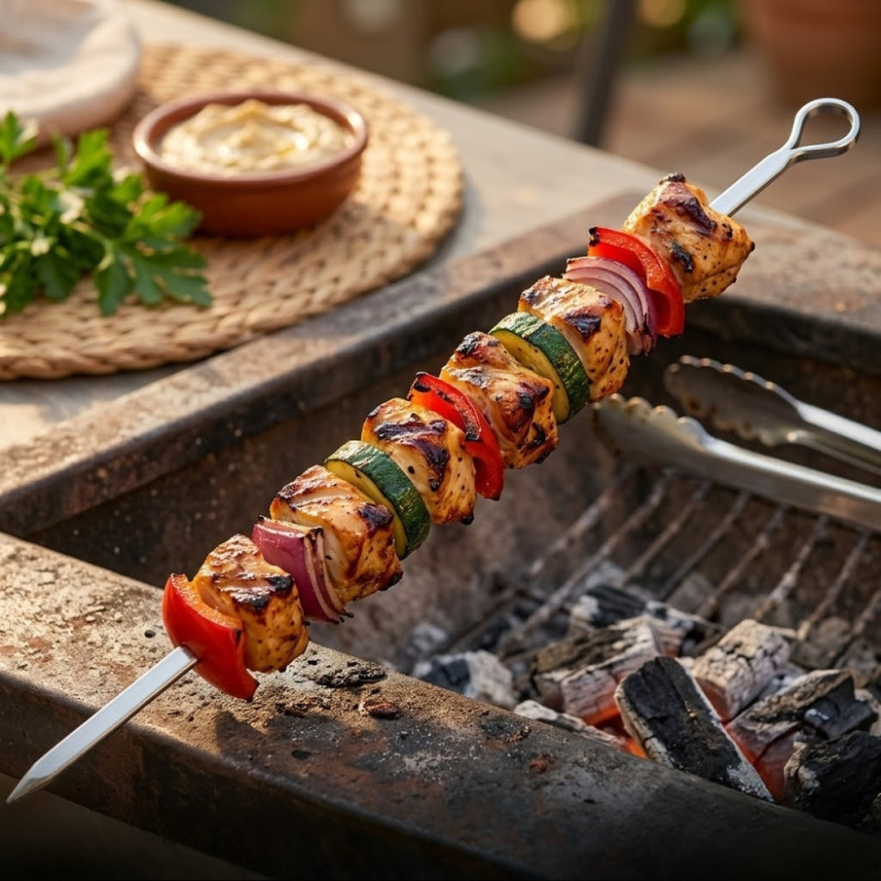 Smart Guard Barbecue Needle Designed for Outdoor Grilling &amp; Family Gatherings – Stainless Steel (H-64.5, W-1 CM)