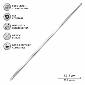 Steel Strength BBQ Skewer Designed for Outdoor Grilling &amp; Family Gatherings – Stainless Steel (L-64.5 CM)