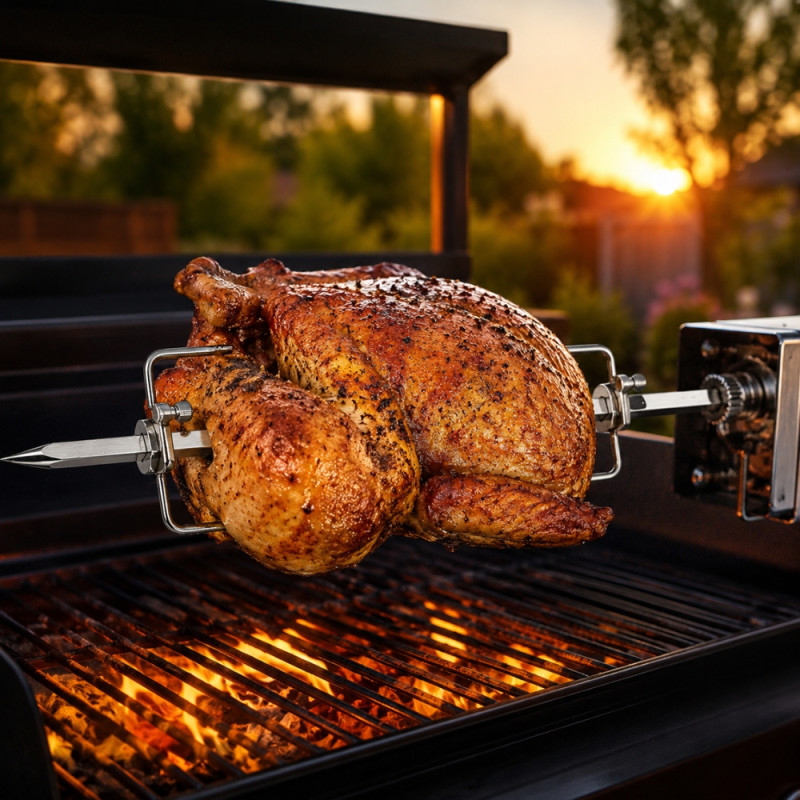 Steel Strength BBQ Skewer Designed for Outdoor Grilling &amp; Family Gatherings – Stainless Steel (L-64.5 CM)