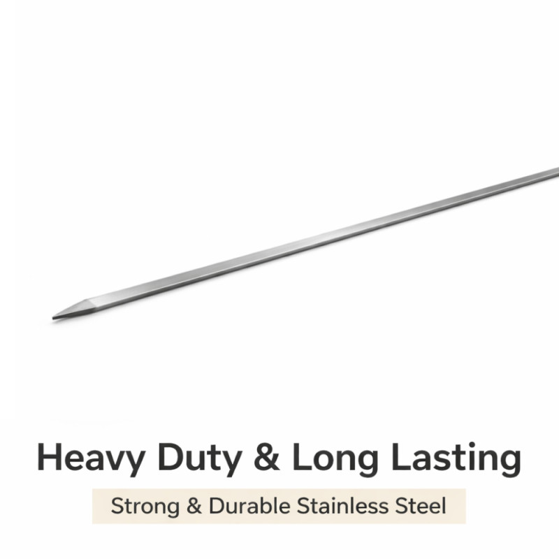 Professional 60cm Stainless Steel Barbecue Skewer – Heavy-Duty Silver Grilling Tool