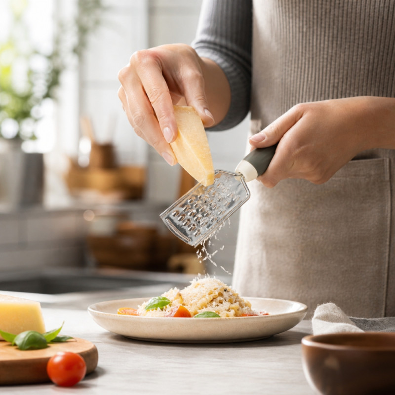 Premium Stainless Steel Handheld Grater – Ergonomic Gray Handle (24x6cm)