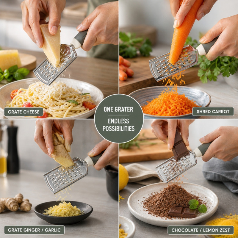 Premium Stainless Steel Handheld Grater – Ergonomic Gray Handle (24x6cm)