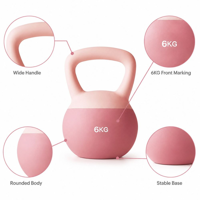 6kg Kettlebell – Pink (25x18cm)