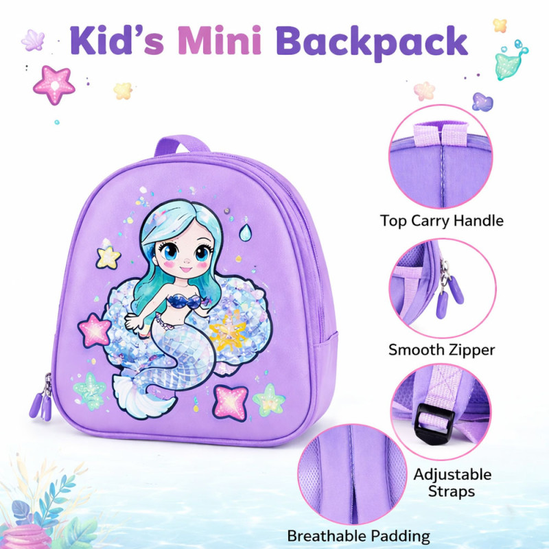 Kids Ergonomic Floral School Bag – Light Purple (29cm)