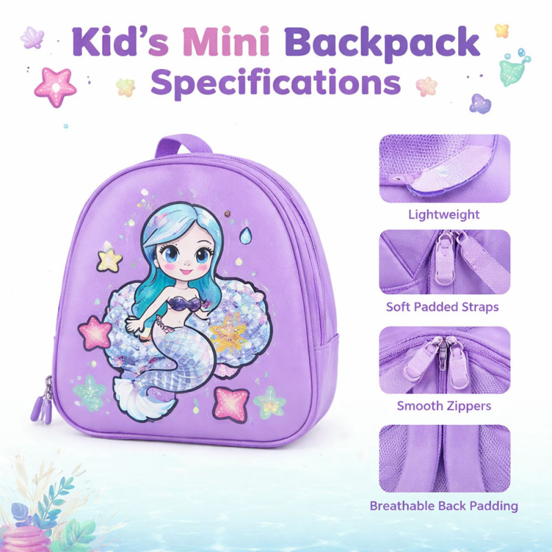 Kids Ergonomic Floral School Bag – Light Purple (29cm)