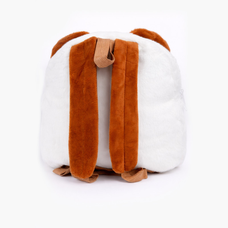 Kids' School Bag Panda Design – White & Brown (30cm)