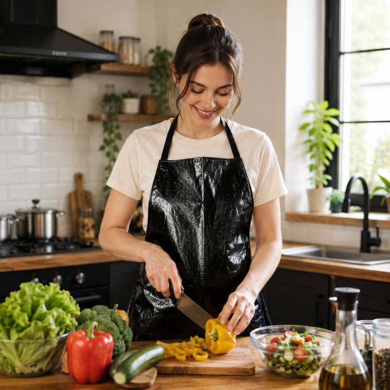 Smart black waterproof apron designed for kitchen and household use – Black (76 x 56cm)
