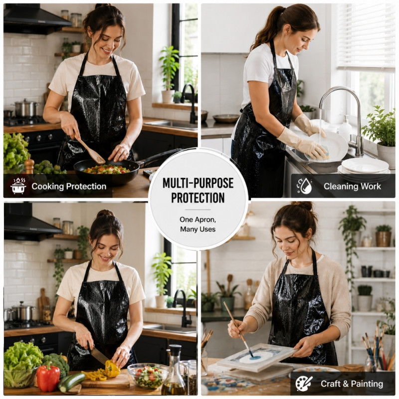 Smart black waterproof apron designed for kitchen and household use – Black (76 x 56cm)