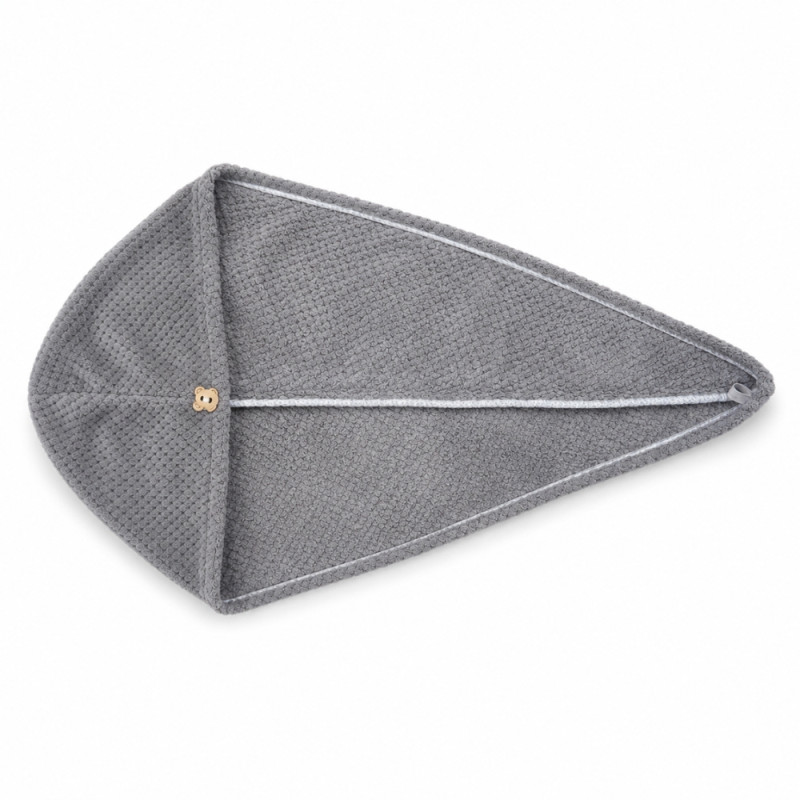 Luxury Quick-Dry Microfiber Hair Towel Wrap with Secure Button Closure - 66cm Dark Gray