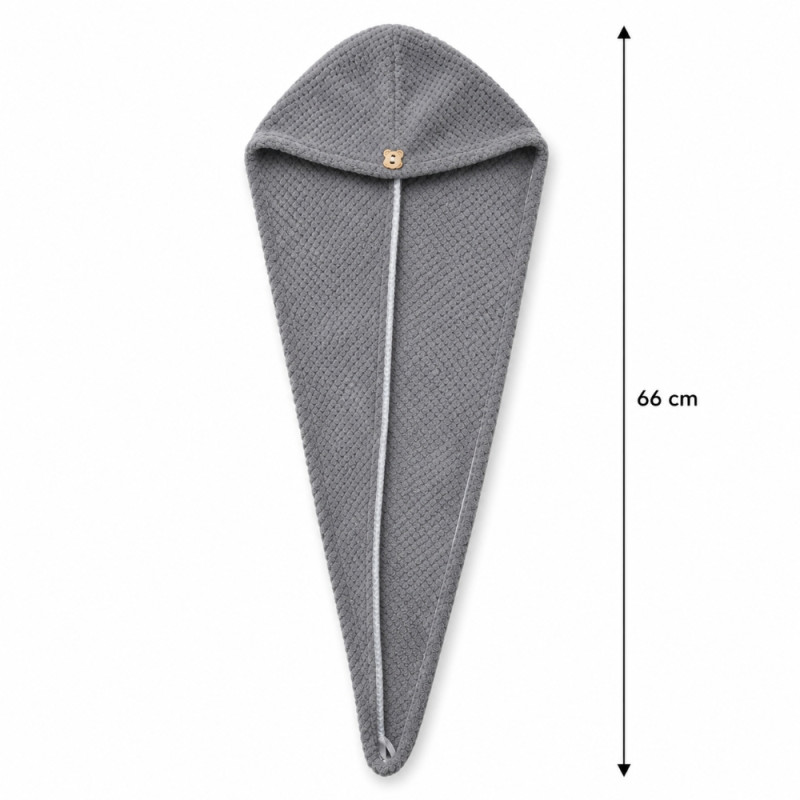 Luxury Quick-Dry Microfiber Hair Towel Wrap with Secure Button Closure - 66cm Dark Gray