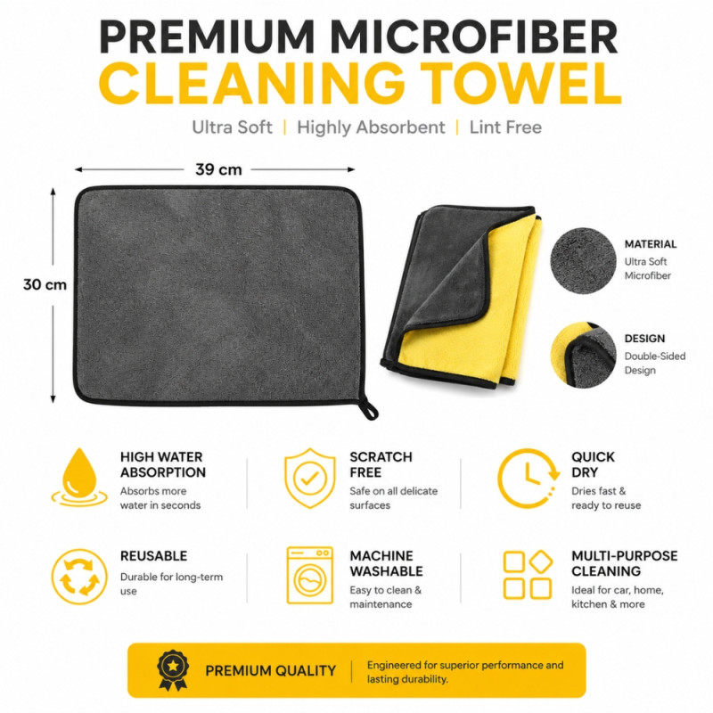 Legacy premium microfiber cleaning towel – Hot Pink &amp; Gray (39 x 30cm)