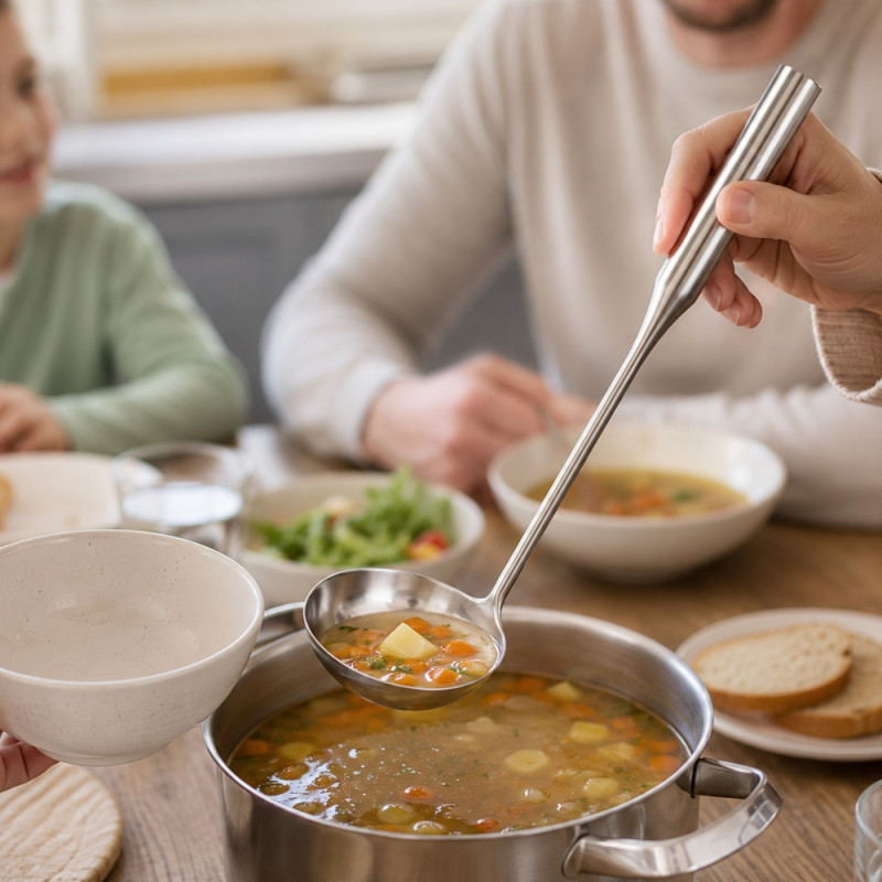Soup Ladle with Long Handle – Silver (38)