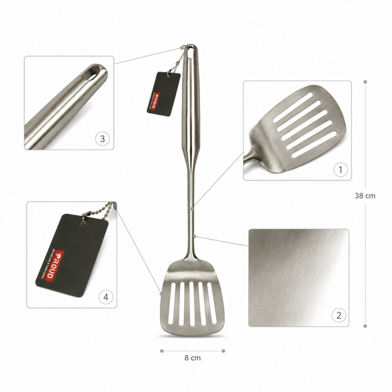 38cm Slotted Turner – Silver (38x8)