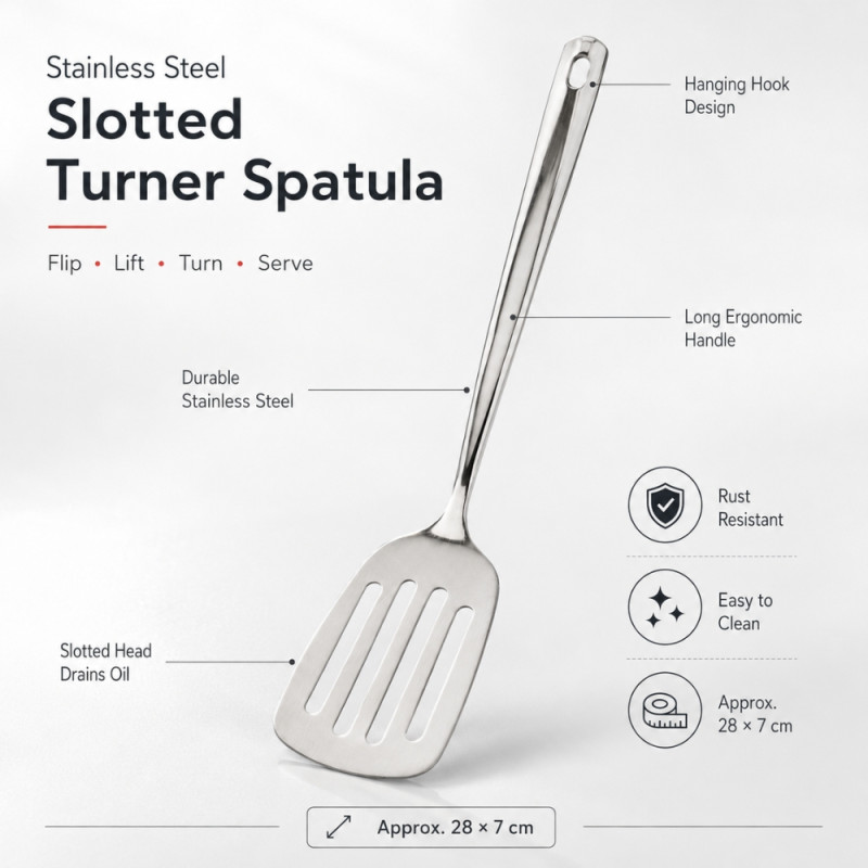 Epicurean Stainless Steel Frying Spatula – Silver (28 x 7cm)