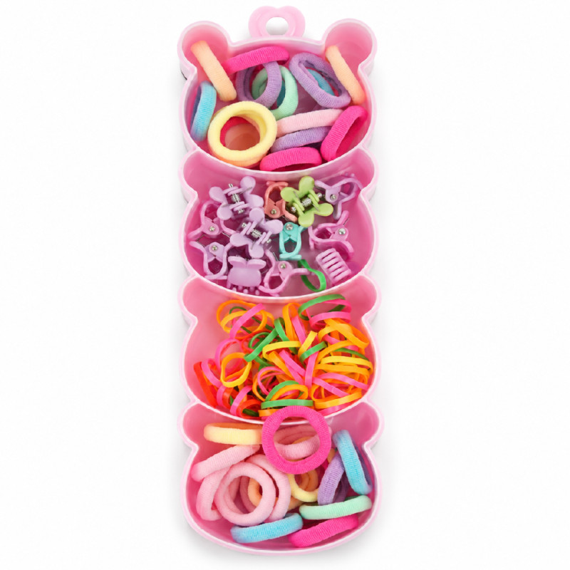 Frictionless bear-shaped organizer is a multi-compartment storage solution designed for hair accessories – RGB (18 X 6 CM)