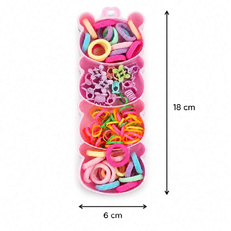 Frictionless bear-shaped organizer is a multi-compartment storage solution designed for hair accessories – RGB (18 X 6 CM)