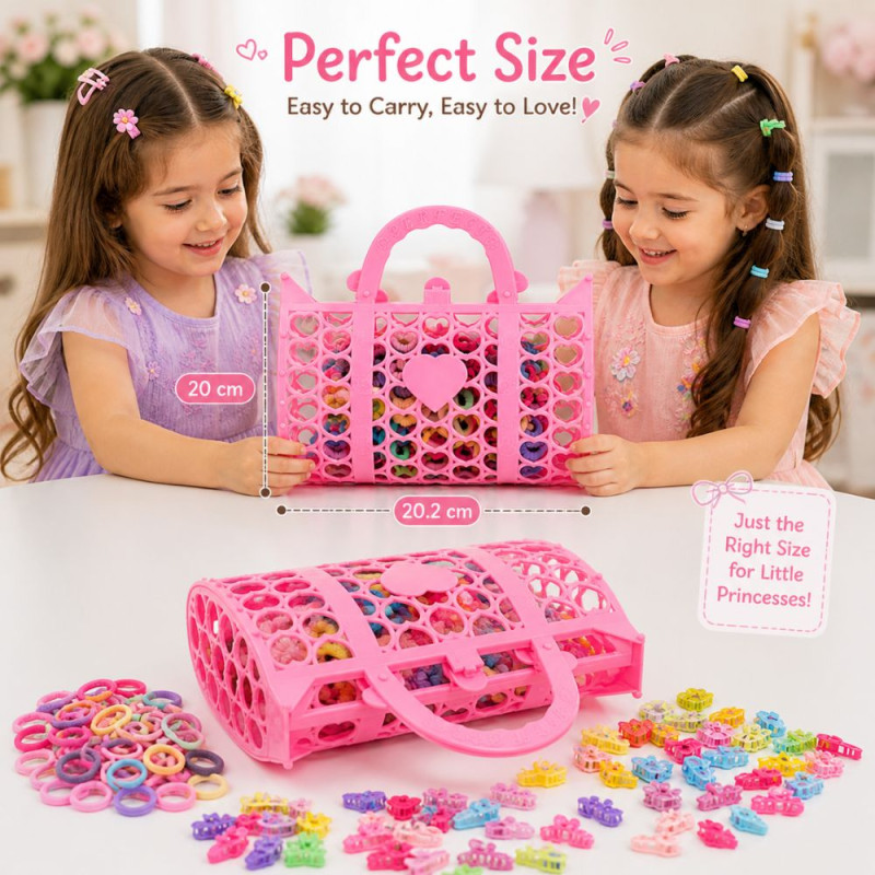 Professional Children’s Princess Beauty Hair Accessory Set – Lattice Handbag Storage (20cm)