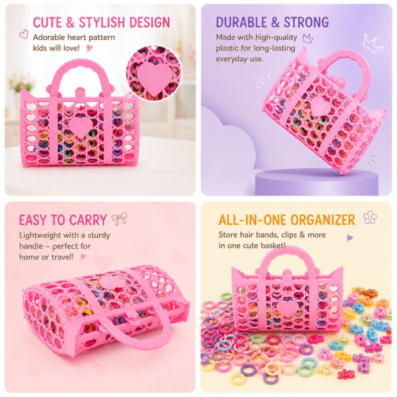 Professional Children’s Princess Beauty Hair Accessory Set – Lattice Handbag Storage (20cm)