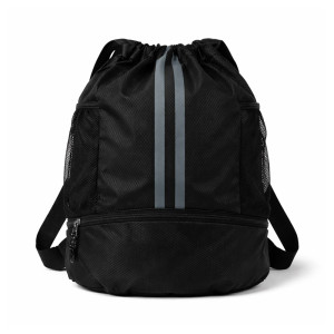 Reflective Stripe Lightweight Nylon Drawstring Backpack – 46cm
