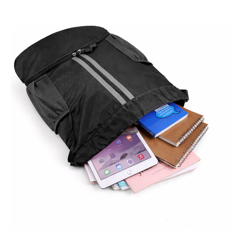 Reflective Stripe Lightweight Nylon Drawstring Backpack – 46cm