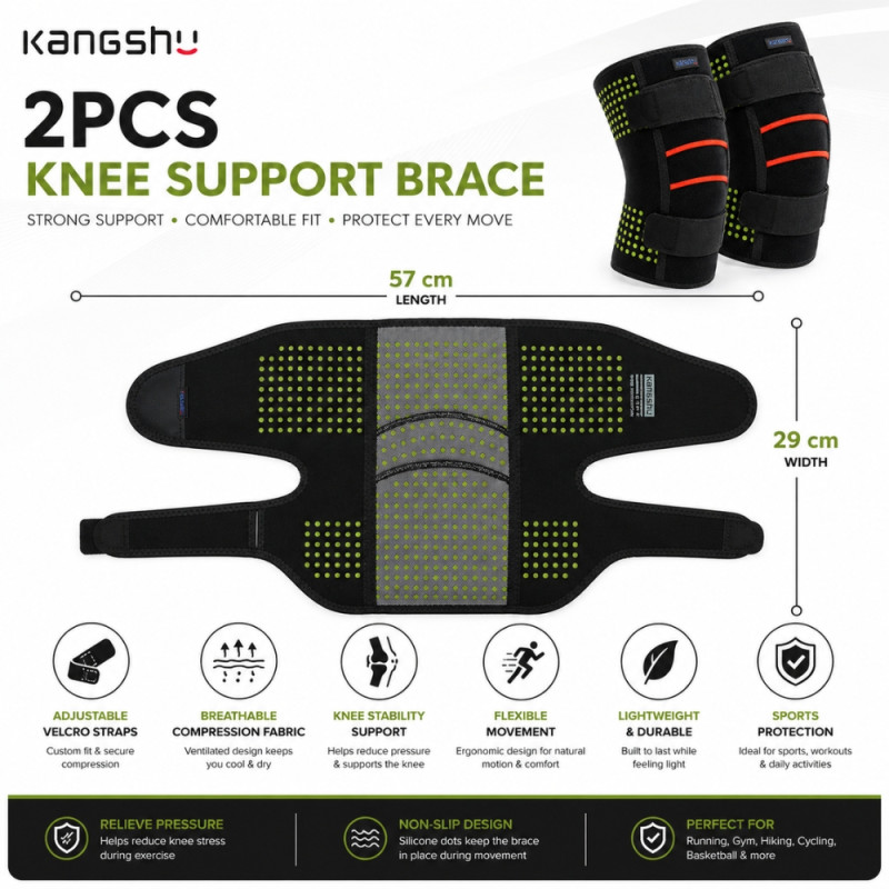 High-Performance Knee Support Brace Compression Sleeve for Physical Activity (57 x 29 cm) – Black