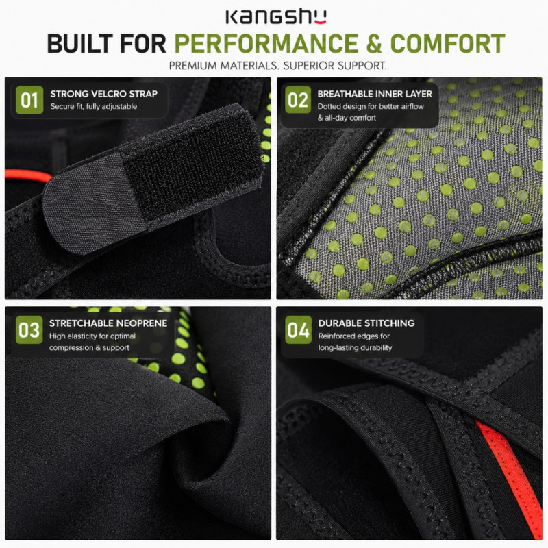 High-Performance Knee Support Brace Compression Sleeve for Physical Activity (57 x 29 cm) – Black