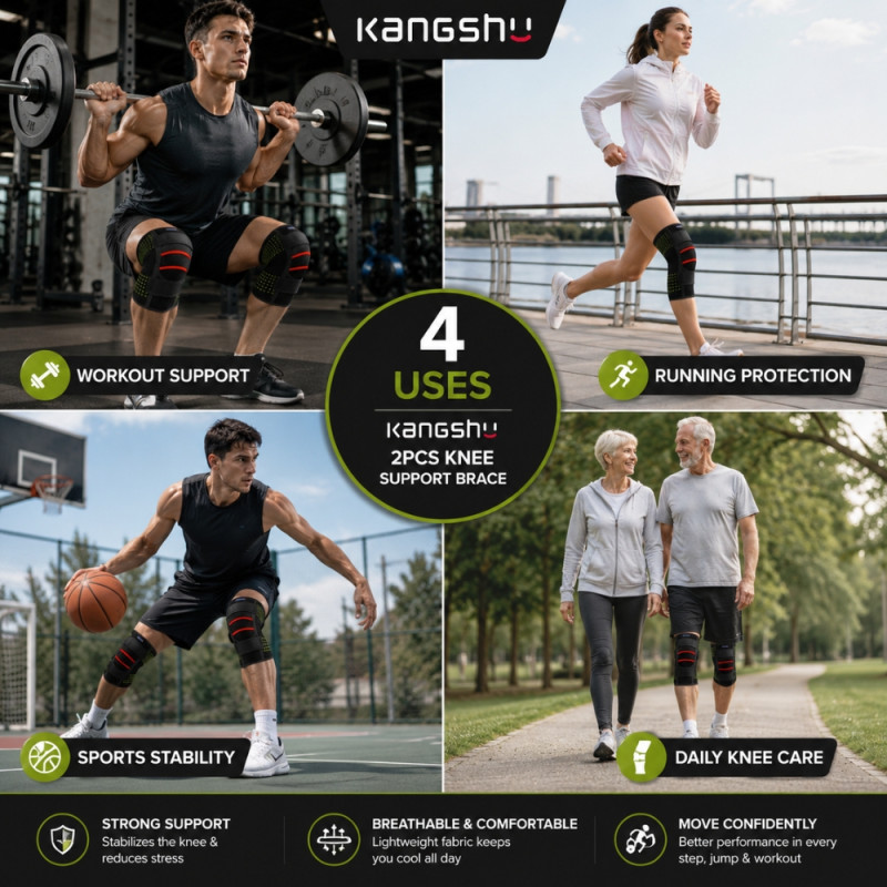 High-Performance Knee Support Brace Compression Sleeve for Physical Activity (57 x 29 cm) – Black