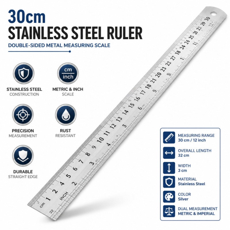 Quality ruler – Silver Premium Quality (30cm)