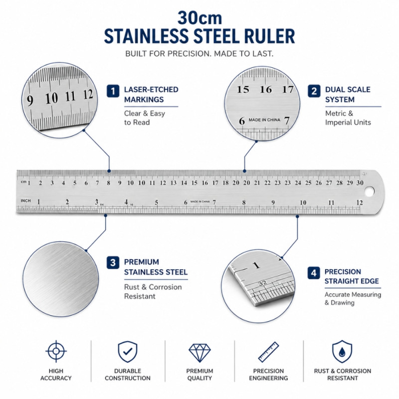 Quality ruler – Silver Premium Quality (30cm)