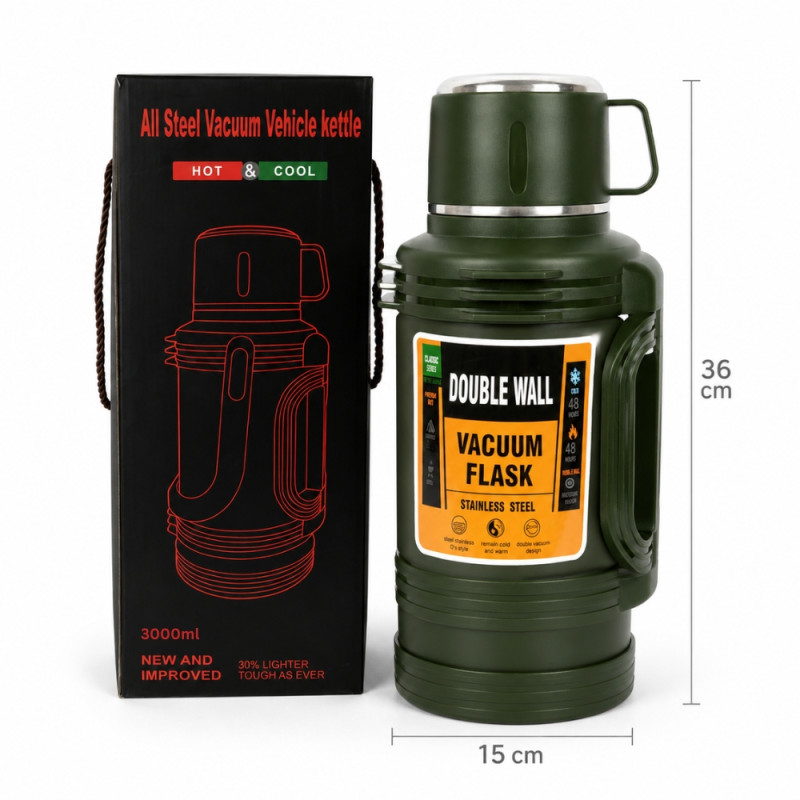 3000ml Insulated Vacuum Flask – Green (H-36cm X W-15cm)