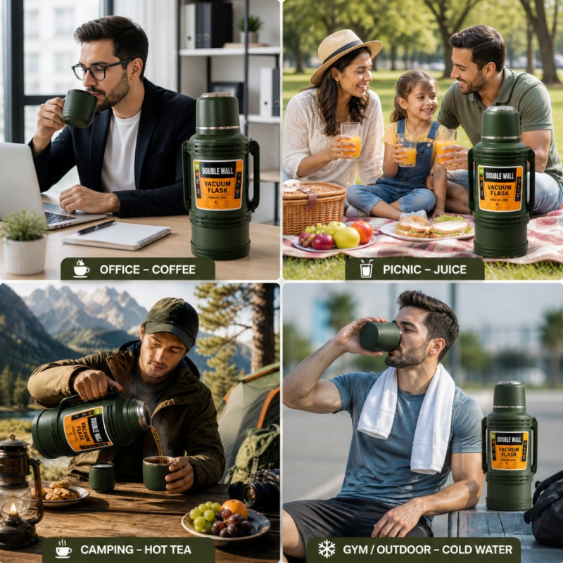 Professional Hiking Vacuum Flask – Forest Green (41cm)
