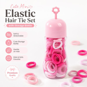 Elegant mini hair ties in a pink storage container featuring a cute daisy-shaped handle – white & Pink (13 x 5cm) Elegant mini hair ties in a pink storage container featuring a cute daisy-shaped handle – white & Pink (13 x 5cm)
