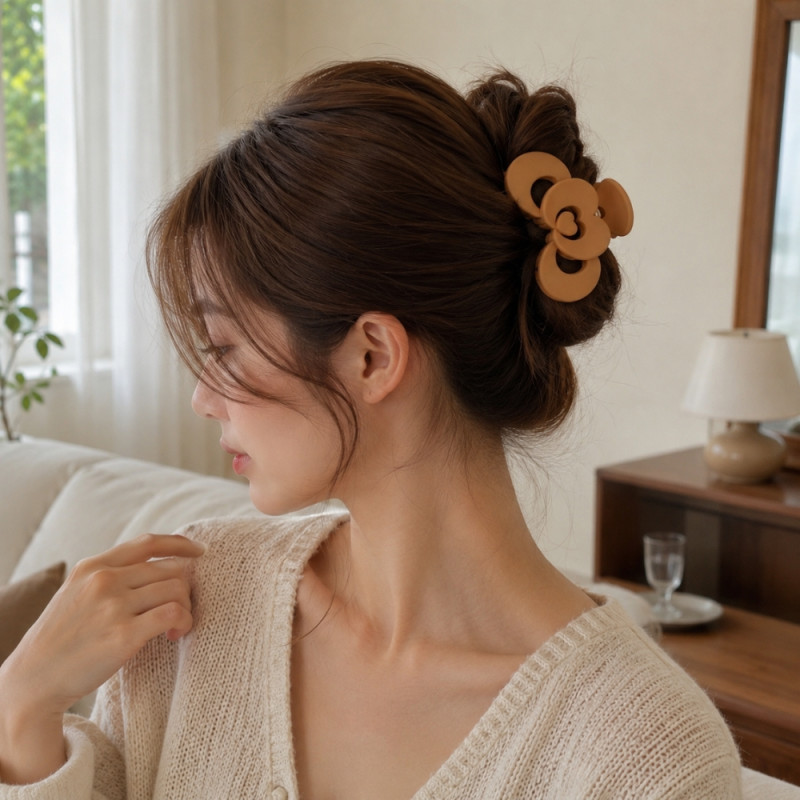 Balanced 12-piece set of matte heart-shaped hair claw clips available in various neutral colors – Multi Color (7cm)