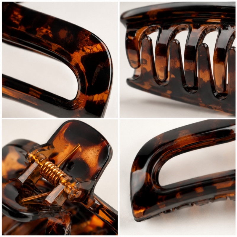Direct brown tortoiseshell hair claw clip – Black & Brown (9.75cm)