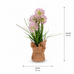 Elegant Burlap Pot - Artificial Flower - Multicolor (H-40 Cm X W-14 Cm)