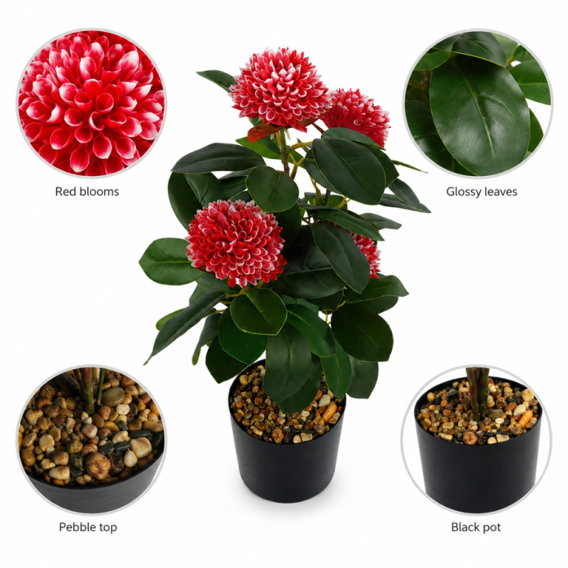 Artificial Ixora Shrub - 49cm