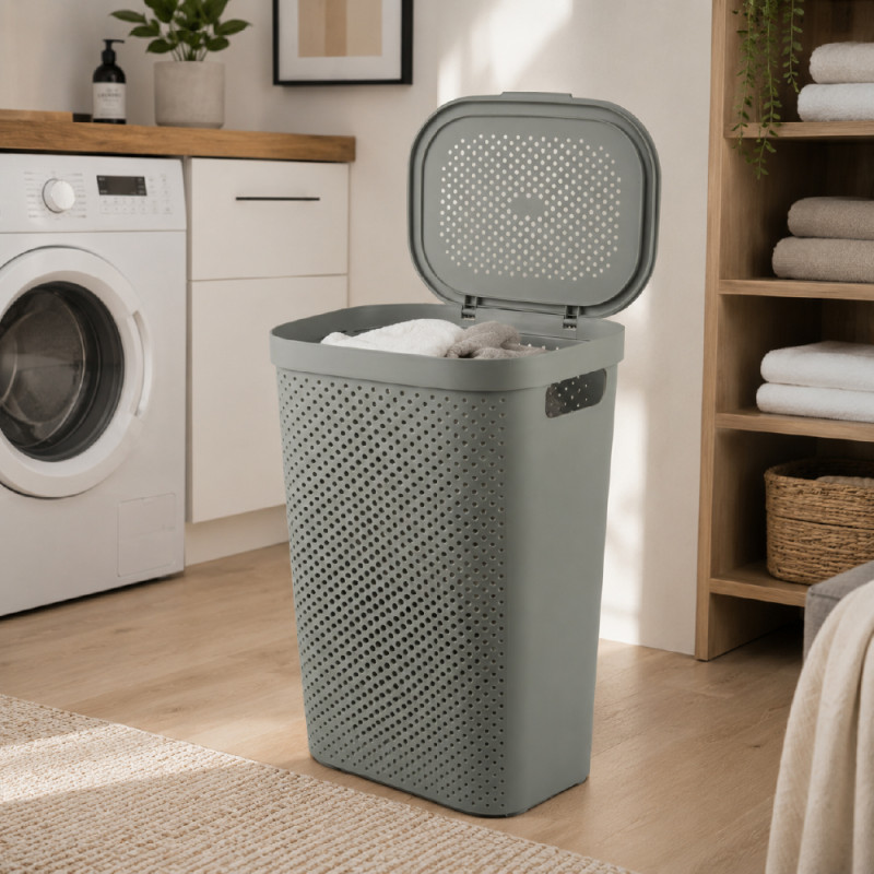 Large Plastic Laundry Basket with Lid