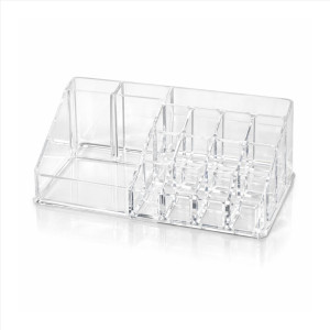 Professional Transparent Acrylic Makeup Organizer – 16-Slot Lipstick & Brush Station (22cm)