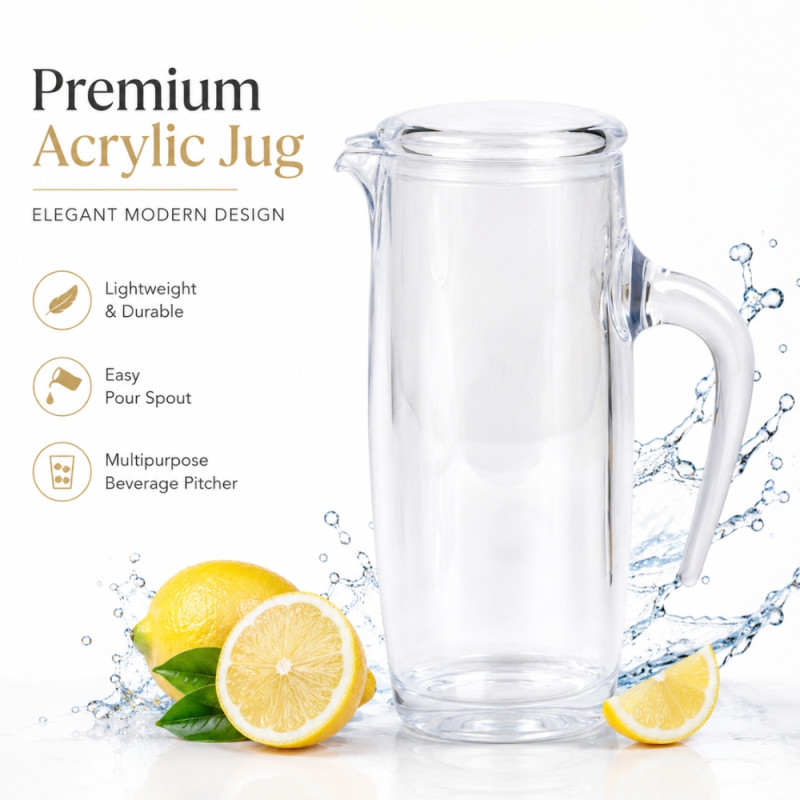 Professional Modern clear acrylic serving jug with a removable lid and er... – Transparent (23x14cm)