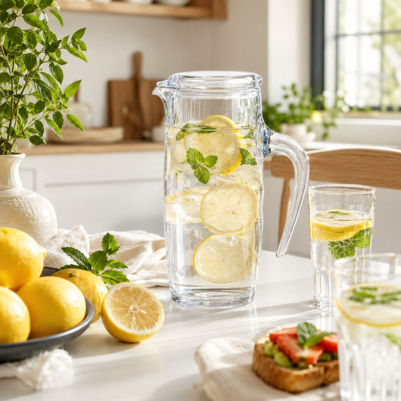 Professional Modern clear acrylic serving jug with a removable lid and er... – Transparent (23x14cm)